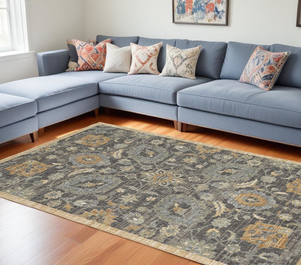 9' X 13' Taupe Machine Woven Vintage Floral Traditional Indoor Area Rug - Homeroots