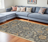 9' X 13' Taupe Machine Woven Vintage Floral Traditional Indoor Area Rug - Homeroots