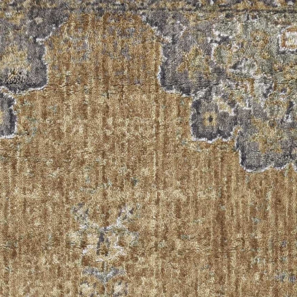 2' X 7' Coffee Vintage Medallion Bordered Wool Indoor Runner Rug - Homeroots