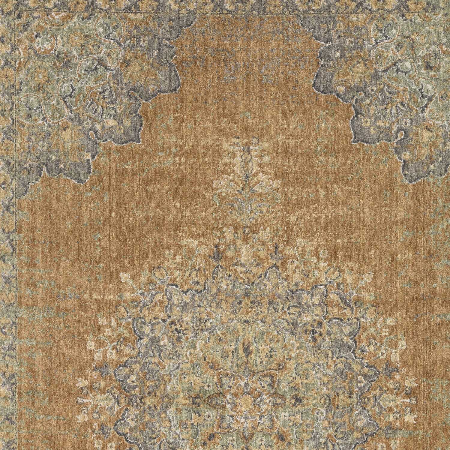 2' X 7' Coffee Vintage Medallion Bordered Wool Indoor Runner Rug - Homeroots