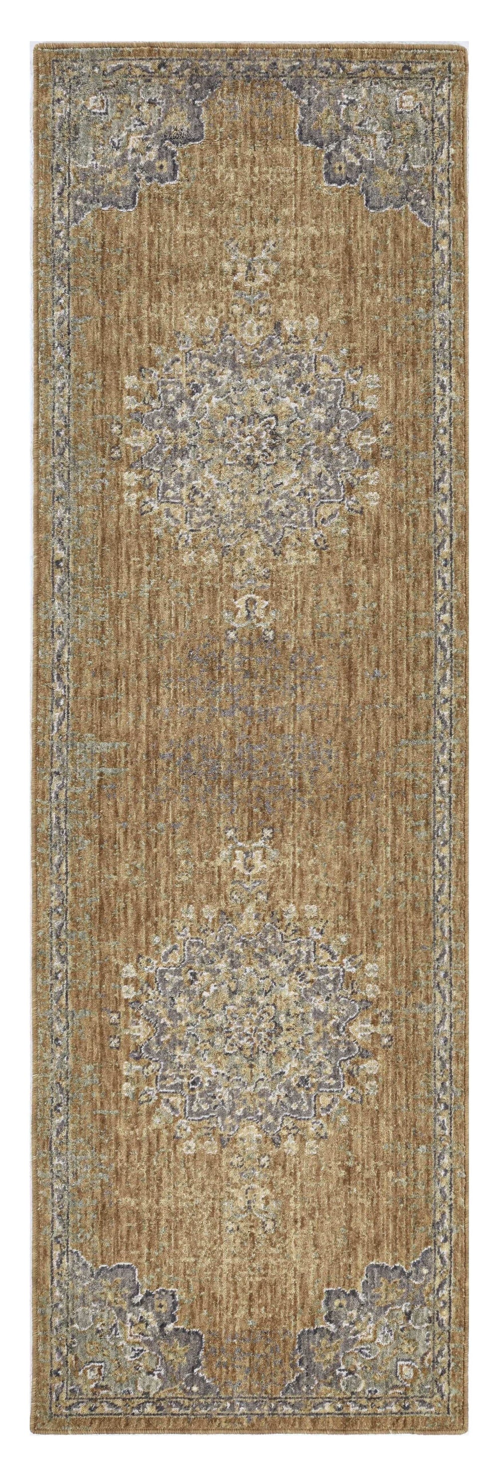 2' X 7' Coffee Vintage Medallion Bordered Wool Indoor Runner Rug - Homeroots - Flyclothing LLC