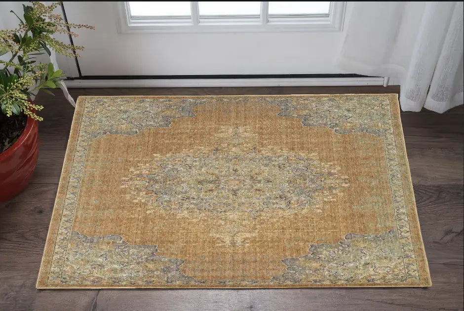 3' X 5' Coffee Brown Machine Woven Floral Medallion Indoor Area Rug - Homeroots - Flyclothing LLC