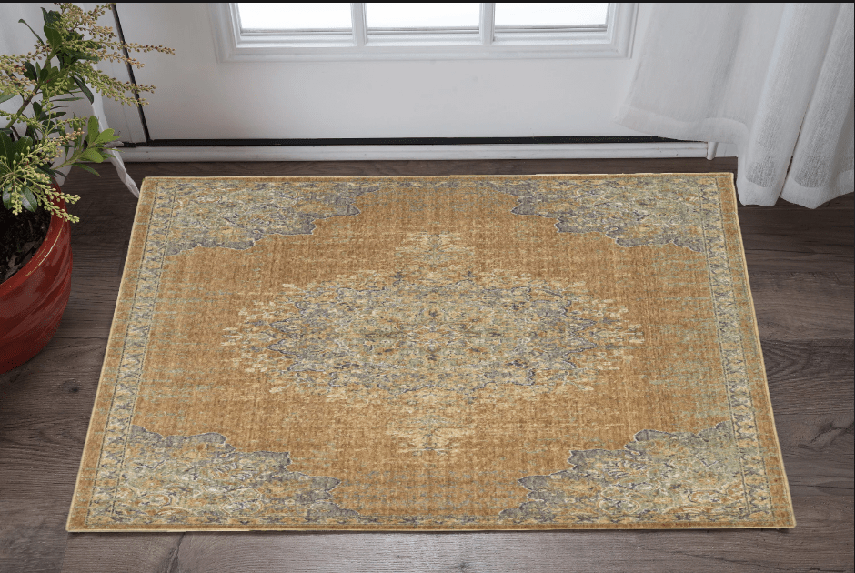 3' X 5' Coffee Brown Machine Woven Floral Medallion Indoor Area Rug - Homeroots