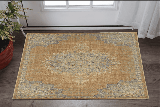 3' X 5' Coffee Brown Machine Woven Floral Medallion Indoor Area Rug - Homeroots - Flyclothing LLC