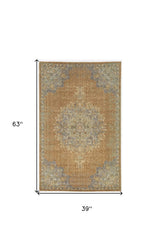 3' X 5' Coffee Brown Machine Woven Floral Medallion Indoor Area Rug - Homeroots - Flyclothing LLC