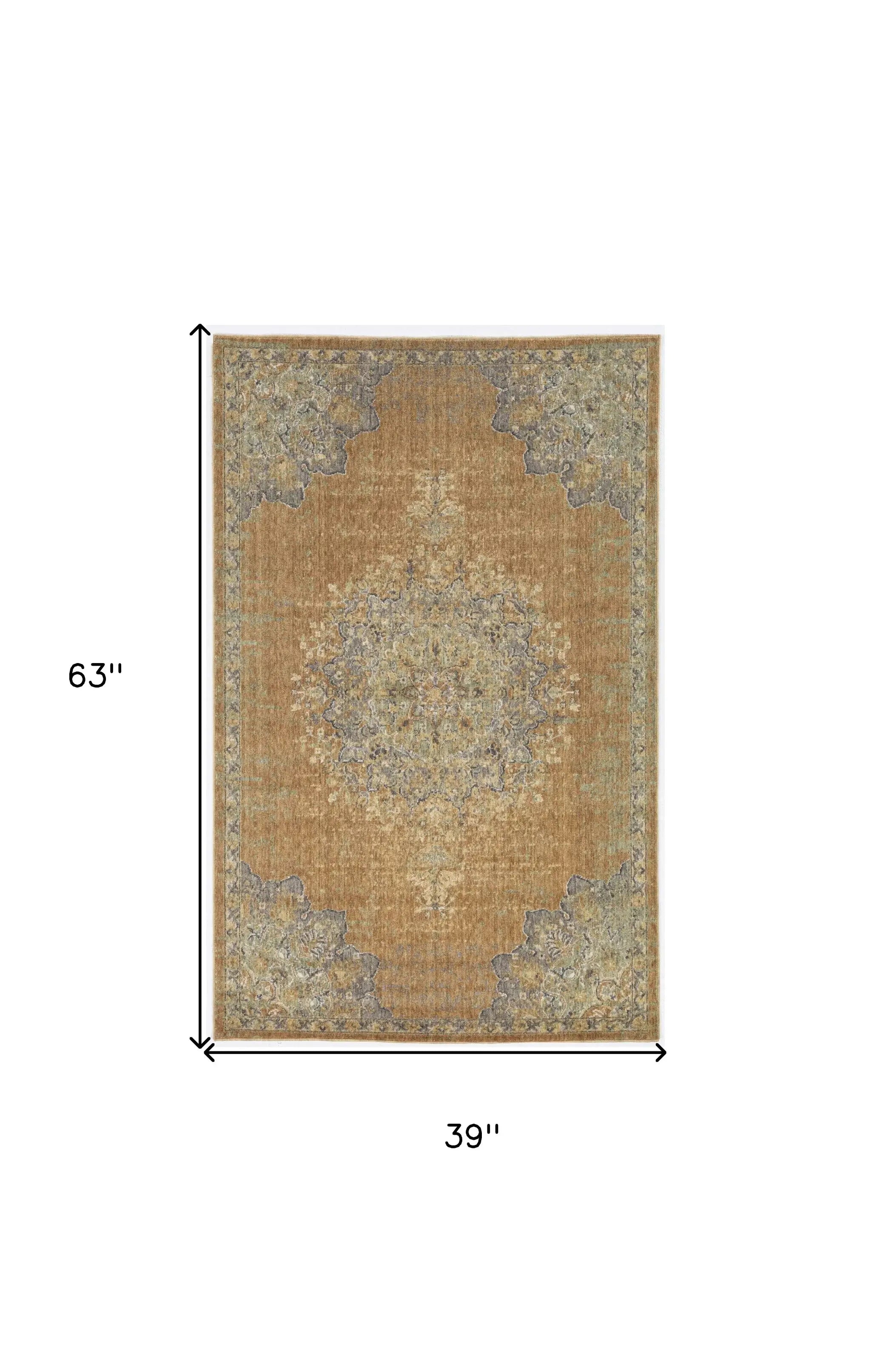 3' X 5' Coffee Brown Machine Woven Floral Medallion Indoor Area Rug - Homeroots - Flyclothing LLC