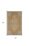 3' X 5' Coffee Brown Machine Woven Floral Medallion Indoor Area Rug - Homeroots