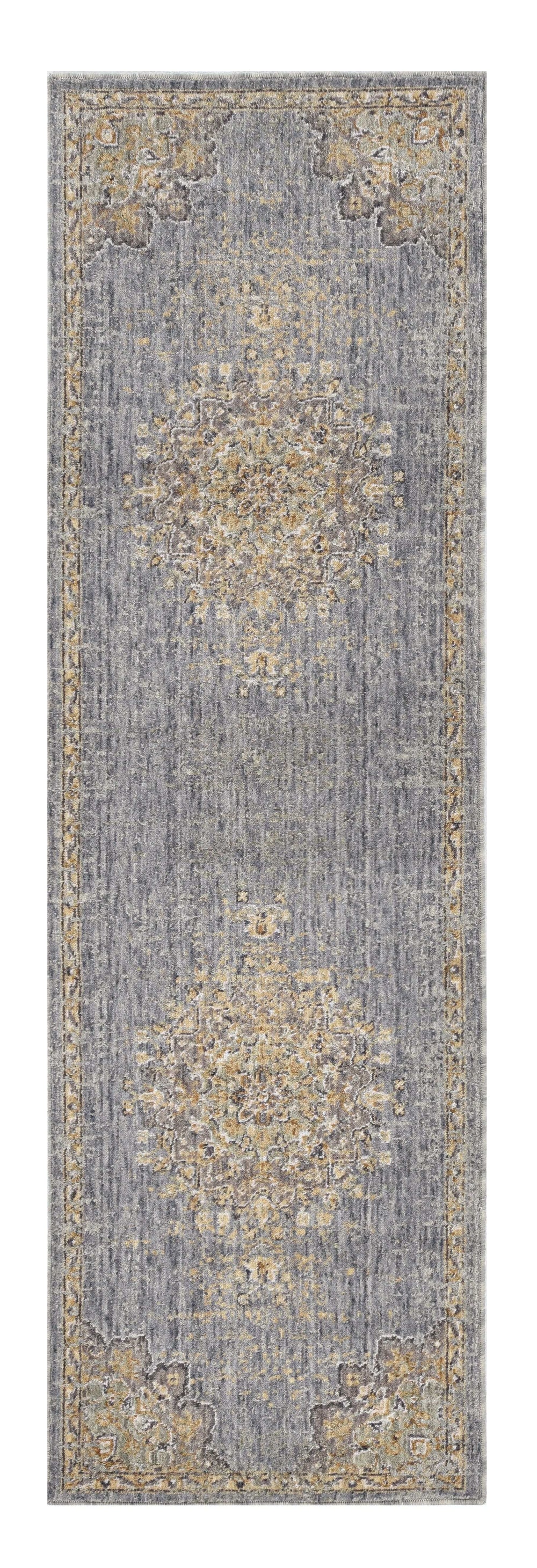 8' Slate Grey Machine Woven Vintage Traditional Indoor Runner Rug - Homeroots - Flyclothing LLC