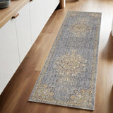 8' Slate Grey Machine Woven Vintage Traditional Indoor Runner Rug - Homeroots