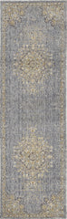 3' X 5' Slate Grey Medallion Bordered Wool Indoor Area Rug