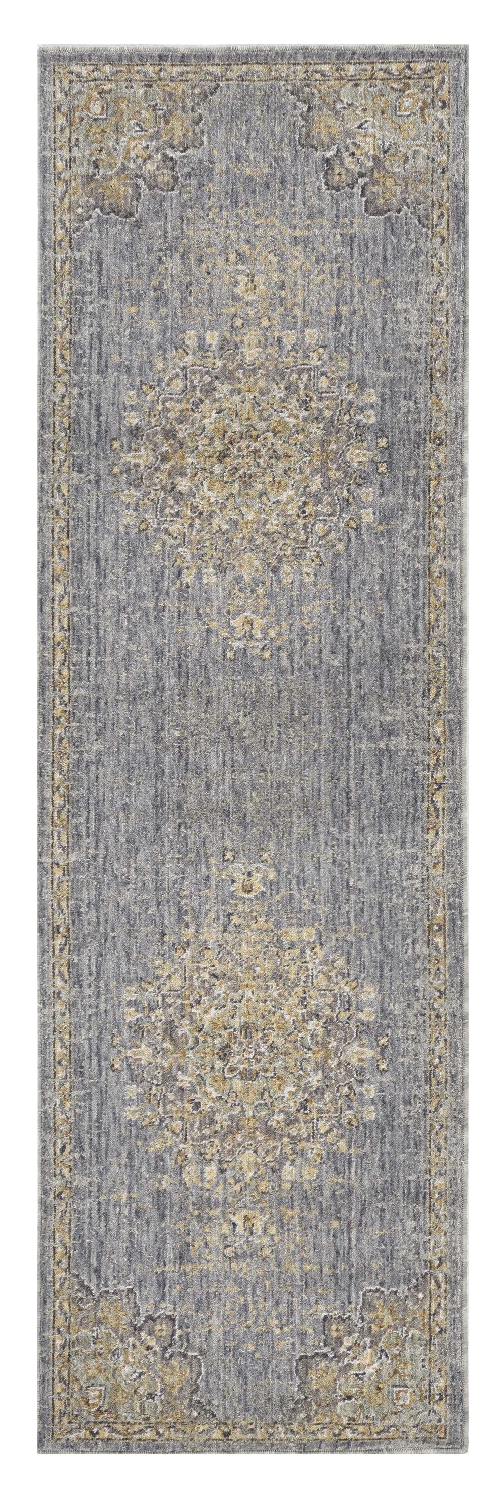 3' X 5' Slate Grey Medallion Bordered Wool Indoor Area Rug - Homeroots - Flyclothing LLC