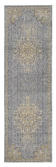 3' X 5' Slate Grey Medallion Bordered Wool Indoor Area Rug