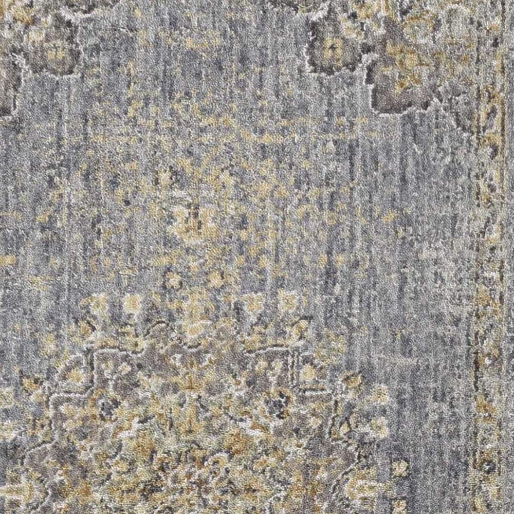 3' X 5' Slate Grey Medallion Bordered Wool Indoor Area Rug - Homeroots - Flyclothing LLC
