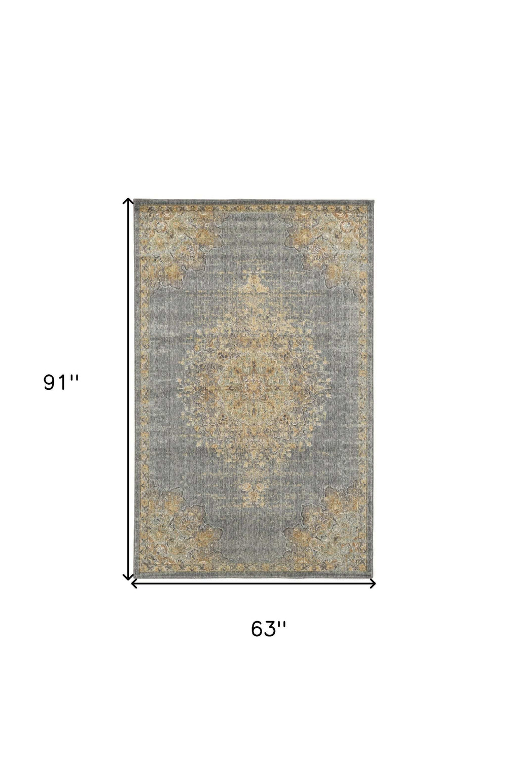 5' X 8' Slate Grey Machine Woven Traditional Medallion Indoor Area Rug - Homeroots - Flyclothing LLC