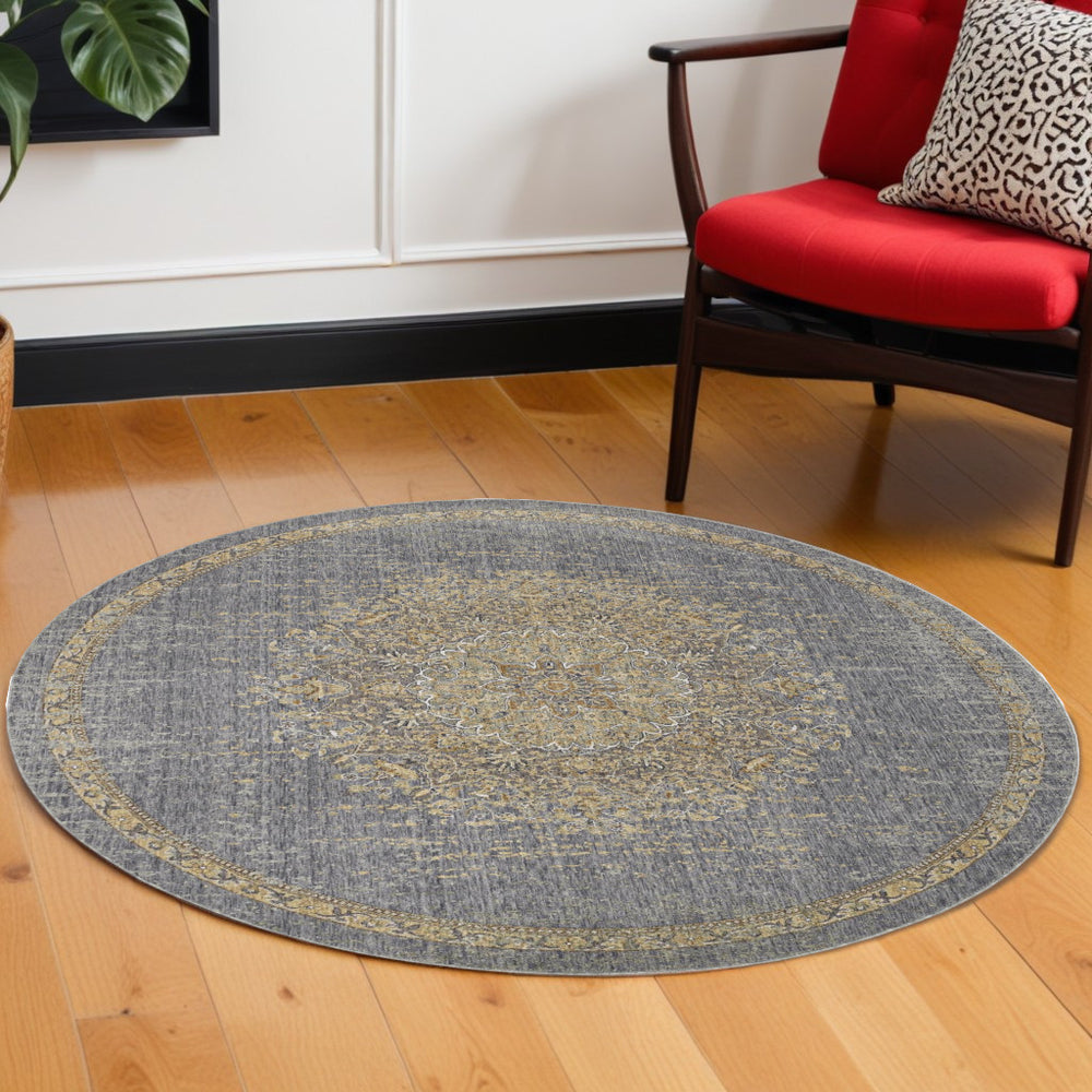 108 X 108 Slate Grey Wool Rug - Homeroots