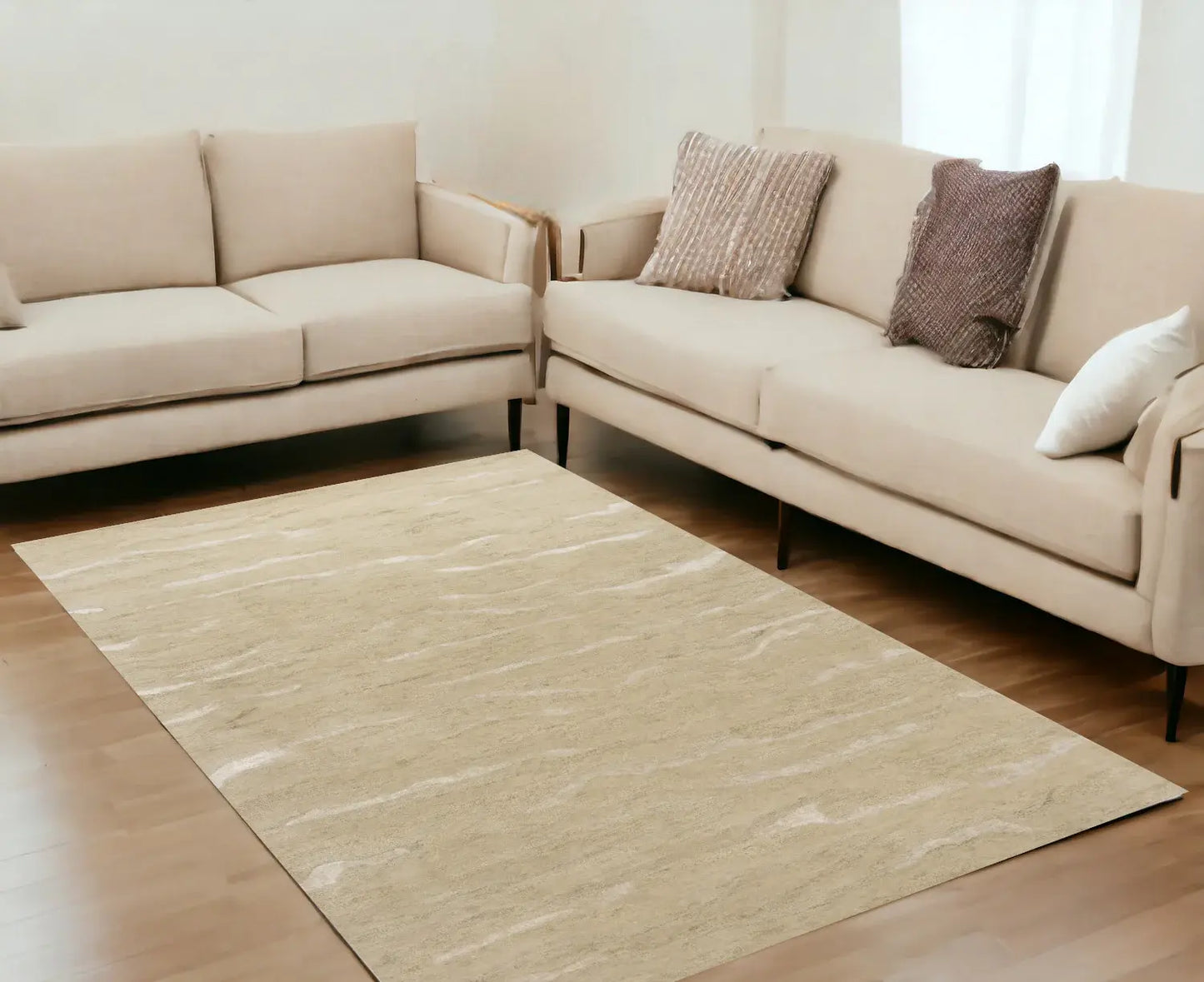 5' X 7' Beige Blue Hand Tufted Abstract Indoor Area Rug - Homeroots - Flyclothing LLC