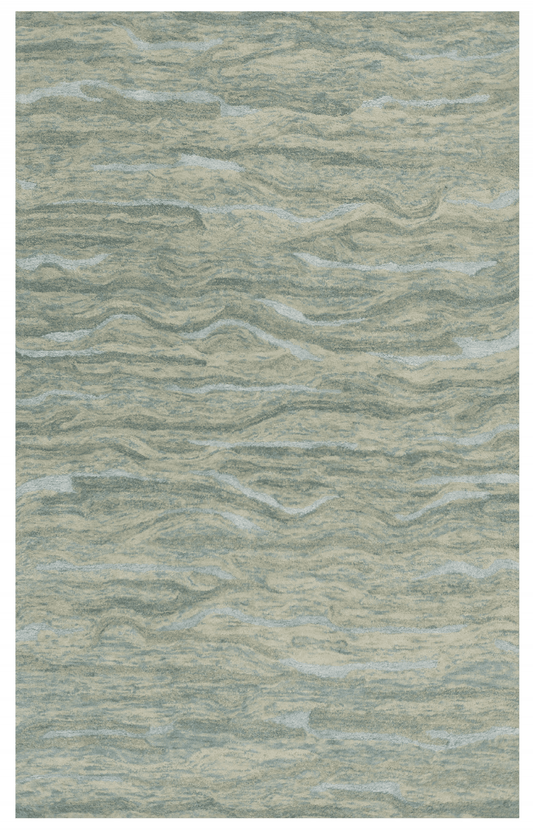 3' X 5' Seafoam Blue Hand Tufted Abstract Indoor Area Rug - Homeroots - Flyclothing LLC