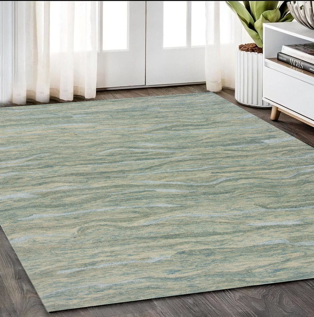 5' X 7' Seafoam Blue Hand Tufted Abstract Indoor Area Rug - Homeroots