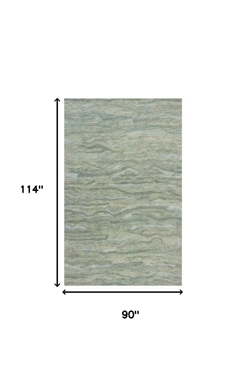 8' X 10' Seafoam Blue Hand Tufted Abstract Indoor Area Rug - Homeroots - Flyclothing LLC
