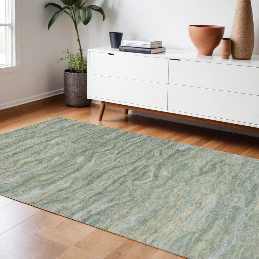 9' X 12' Blue and Beige Wool Hand Tufted Area Rug - Homeroots