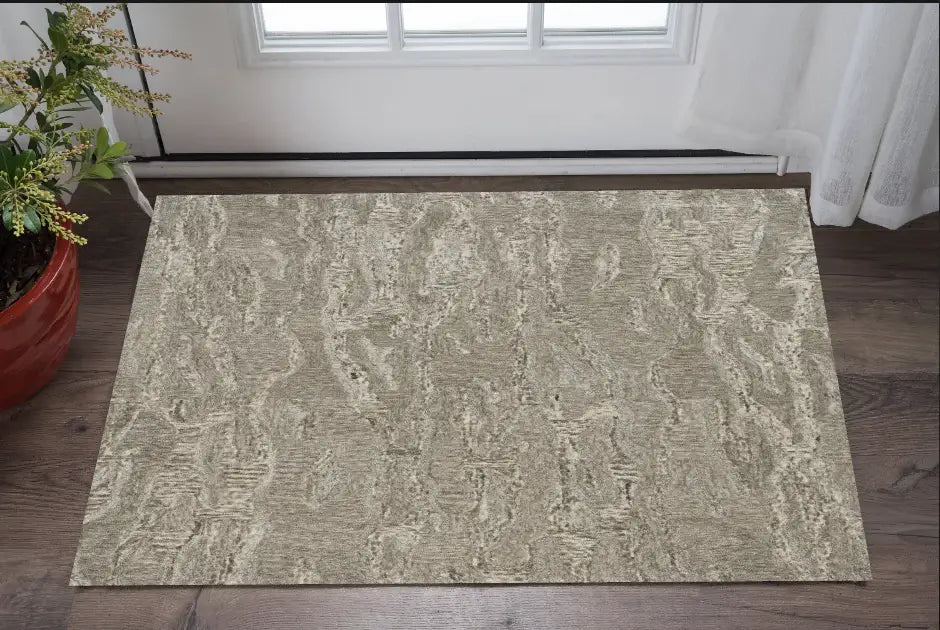 3' X 5' Sand Hand Tufted Abstract Indoor Area Rug - Homeroots - Flyclothing LLC