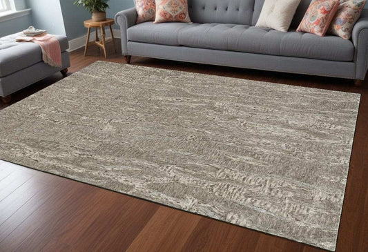 8' X 10' Sand Hand Tufted Abstract Indoor Area Rug - Homeroots - Flyclothing LLC