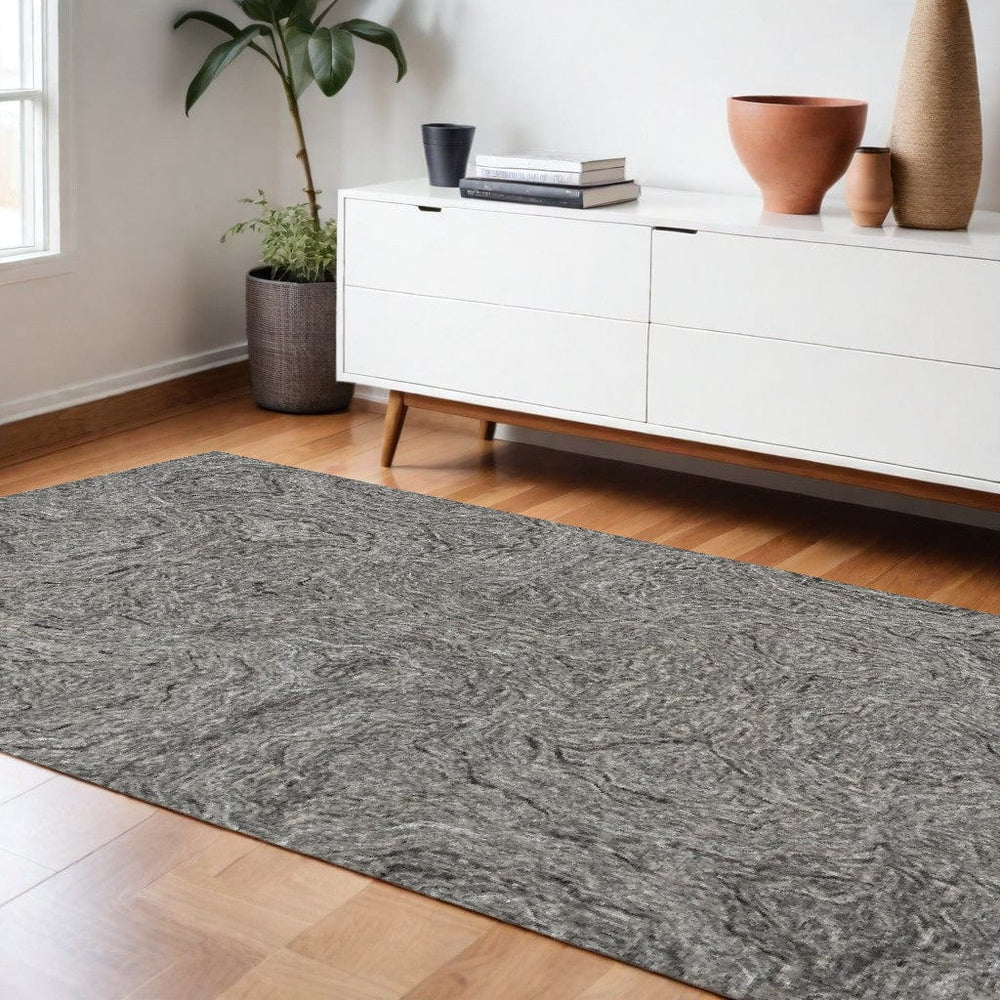 102 X 138 Grey Wool Or Viscose Rug - Homeroots
