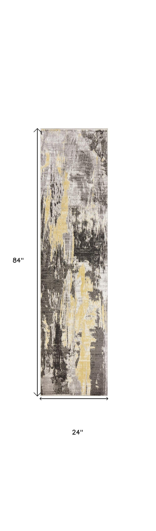 7' Grey Machine Woven Watercolor Splash Indoor Runner Rug