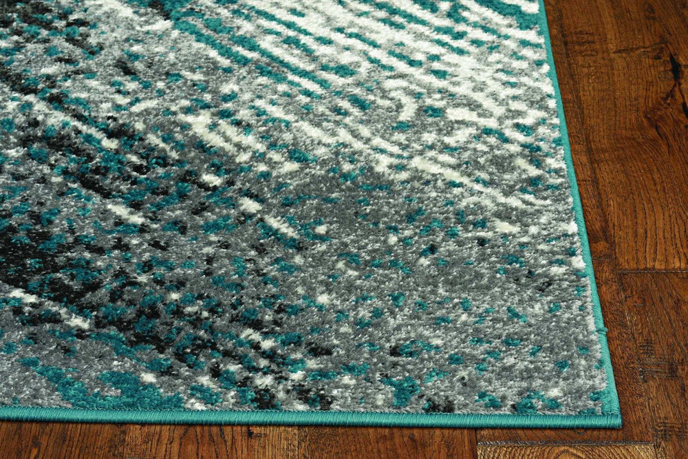 5' X 8' Blue and Gray Abstract Area Rug - Homeroots - Flyclothing LLC