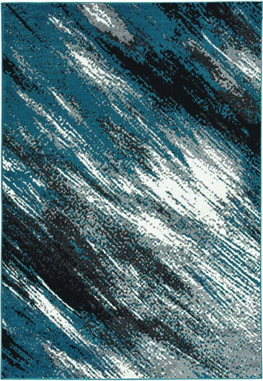 5' X 8' Blue and Gray Abstract Area Rug - Homeroots - Flyclothing LLC