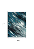 5' X 8' Blue and Gray Abstract Area Rug - Homeroots