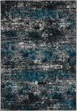 7' Grey Blue Machine Woven Abstract Indoor Runner Rug - Homeroots