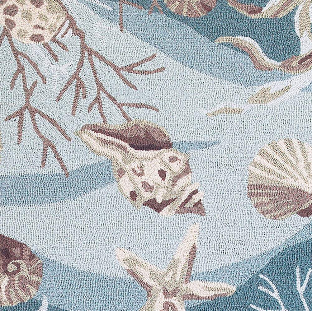 8' Blue and Beige Round Hand Tufted Area Rug - Homeroots - Flyclothing LLC