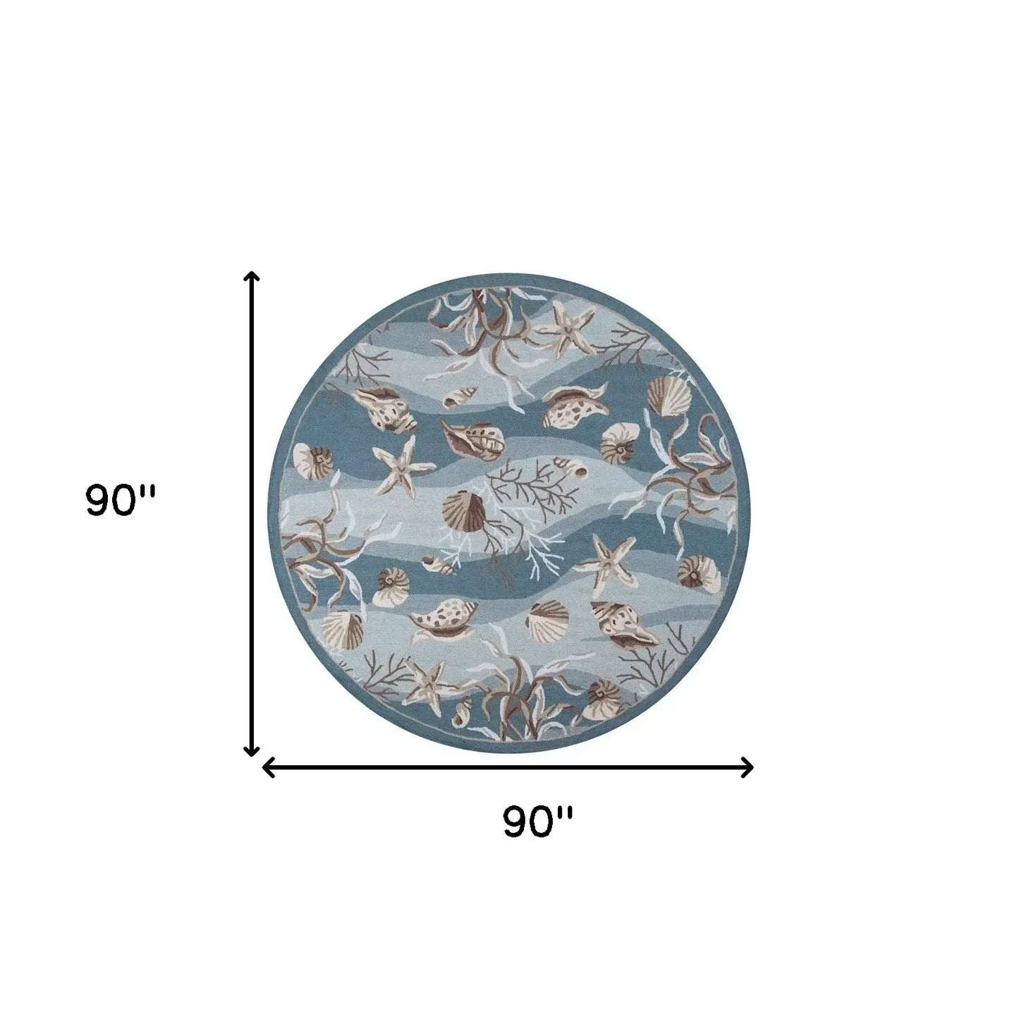 8' Blue and Beige Round Hand Tufted Area Rug - Homeroots - Flyclothing LLC