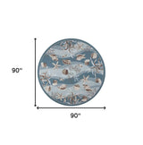 8' Blue and Beige Round Hand Tufted Area Rug - Homeroots - Flyclothing LLC