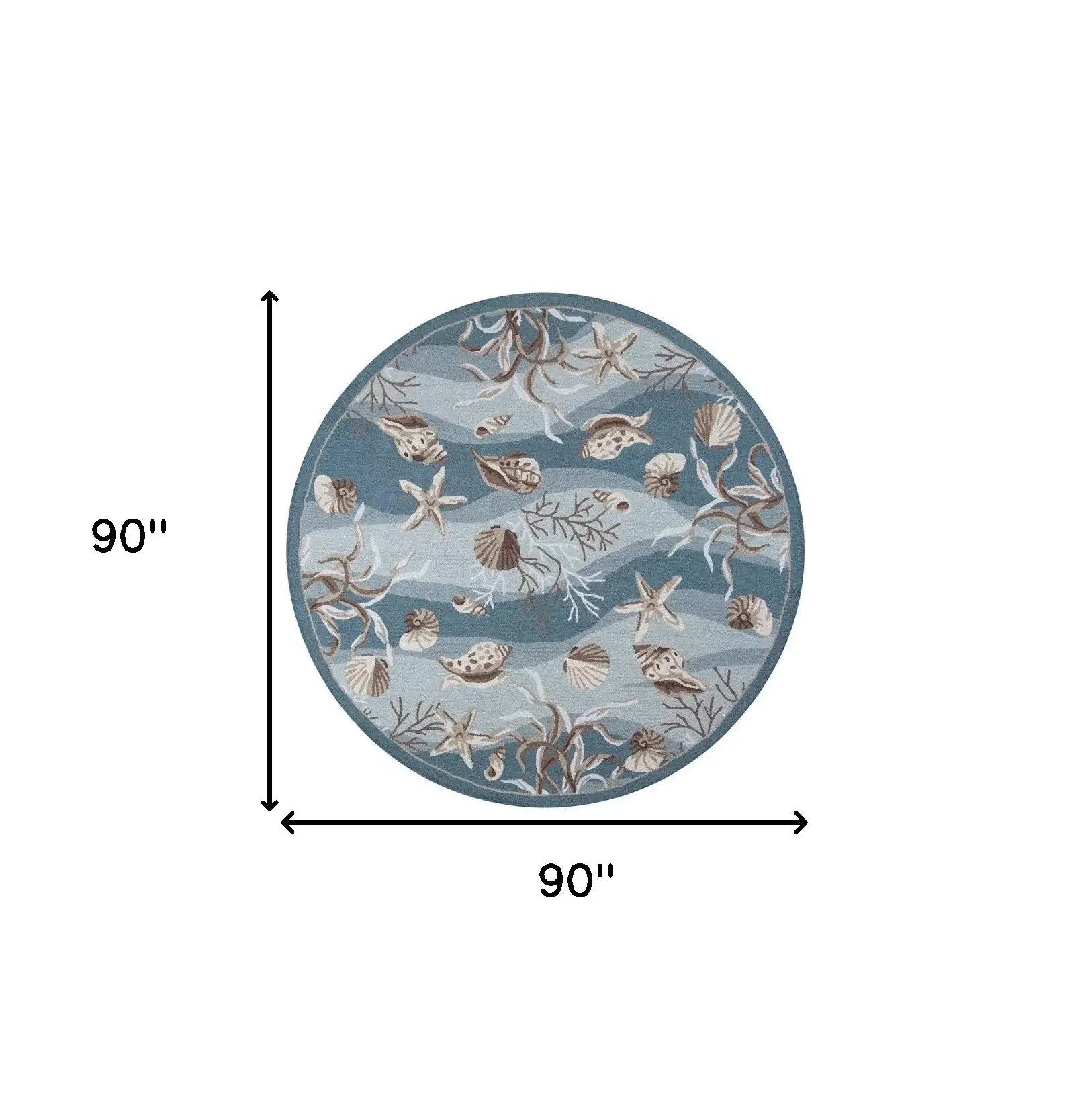 8' Blue and Beige Round Hand Tufted Area Rug - Homeroots - Flyclothing LLC