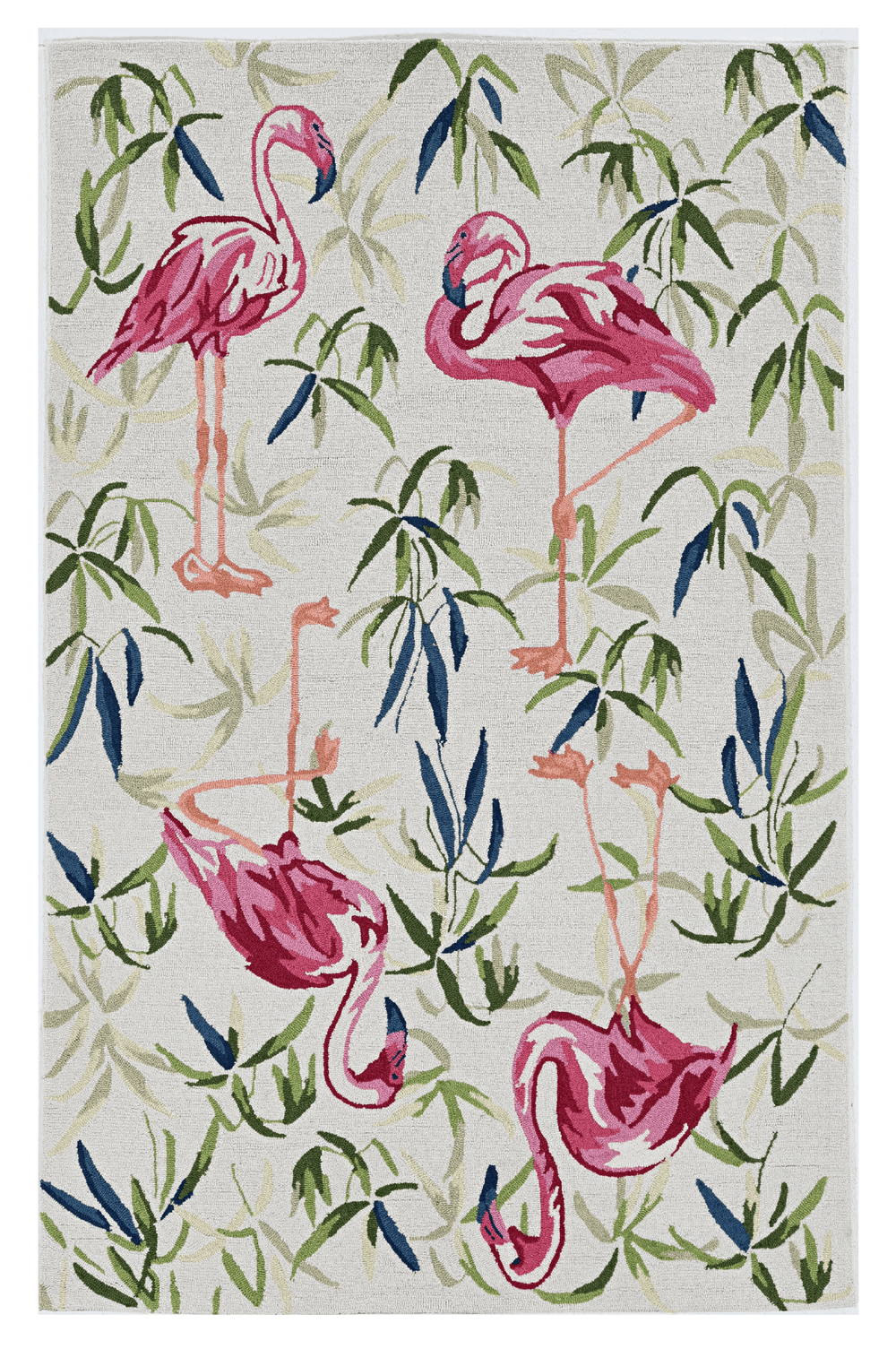 2' X 4' Ivory Pink Hand Hooked Flamingo Indoor Accent Rug - Homeroots - Flyclothing LLC