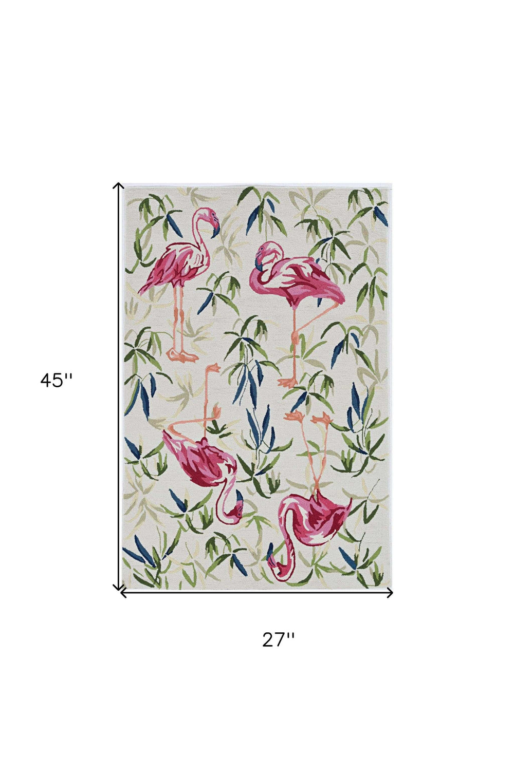 2' X 4' Ivory Pink Hand Hooked Flamingo Indoor Accent Rug - Homeroots - Flyclothing LLC