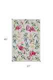 2' X 4' Ivory Pink Hand Hooked Flamingo Indoor Accent Rug - Homeroots