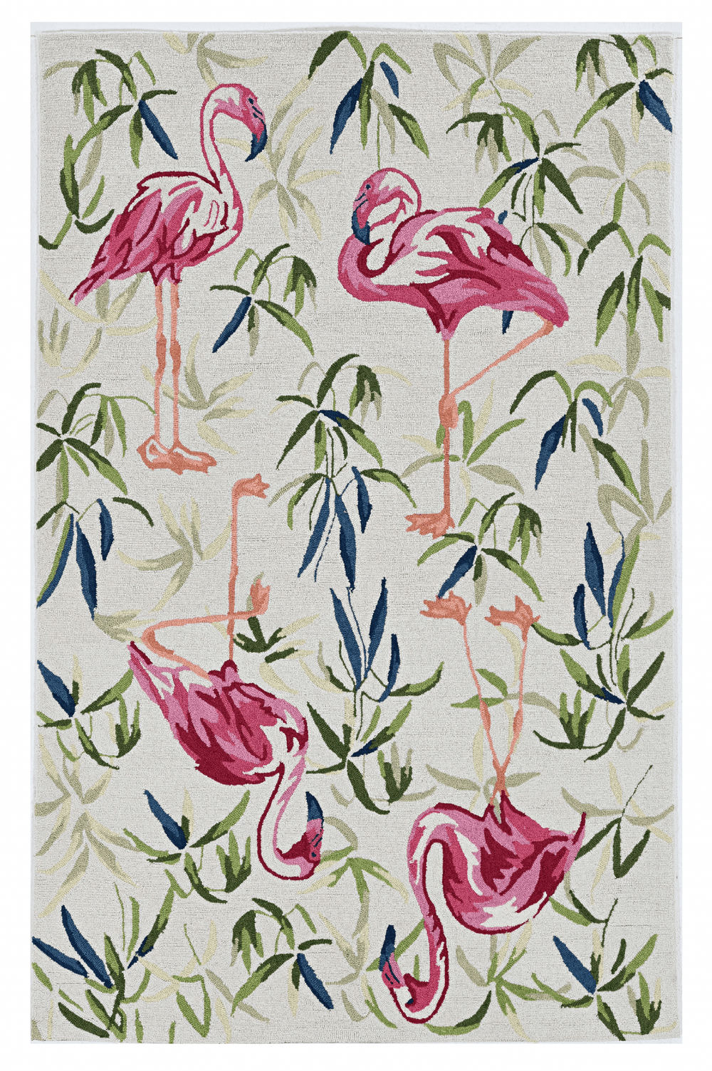 3' X 5' Ivory Pink Hand Hooked Flamingo Indoor Area Rug - Homeroots