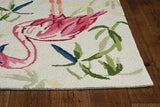 3' X 5' Ivory Pink Hand Hooked Flamingo Indoor Area Rug - Homeroots
