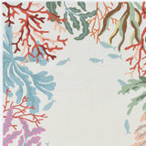 8' X 10' Ivory Hand Hooked Bordered Coral Reef Indoor Area Rug - Homeroots - Flyclothing LLC