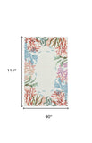 8' X 10' Ivory Hand Hooked Bordered Coral Reef Indoor Area Rug - Homeroots - Flyclothing LLC