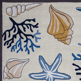 8' Ivory Hand Hooked Sea Corals And Shells Indoor Runner Rug - Homeroots - Flyclothing LLC