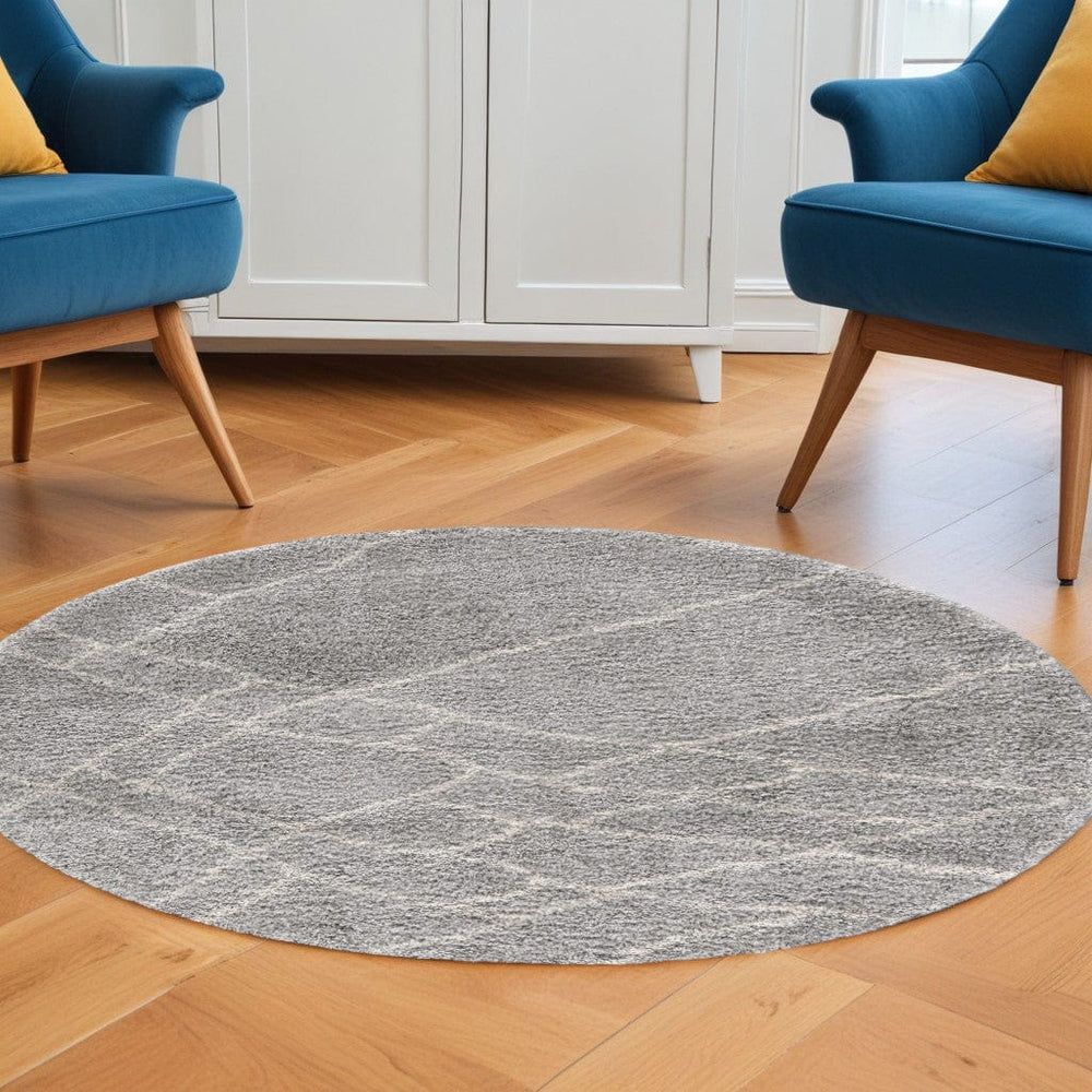 8' Ivory Round Hand Tufted Area Rug - Homeroots