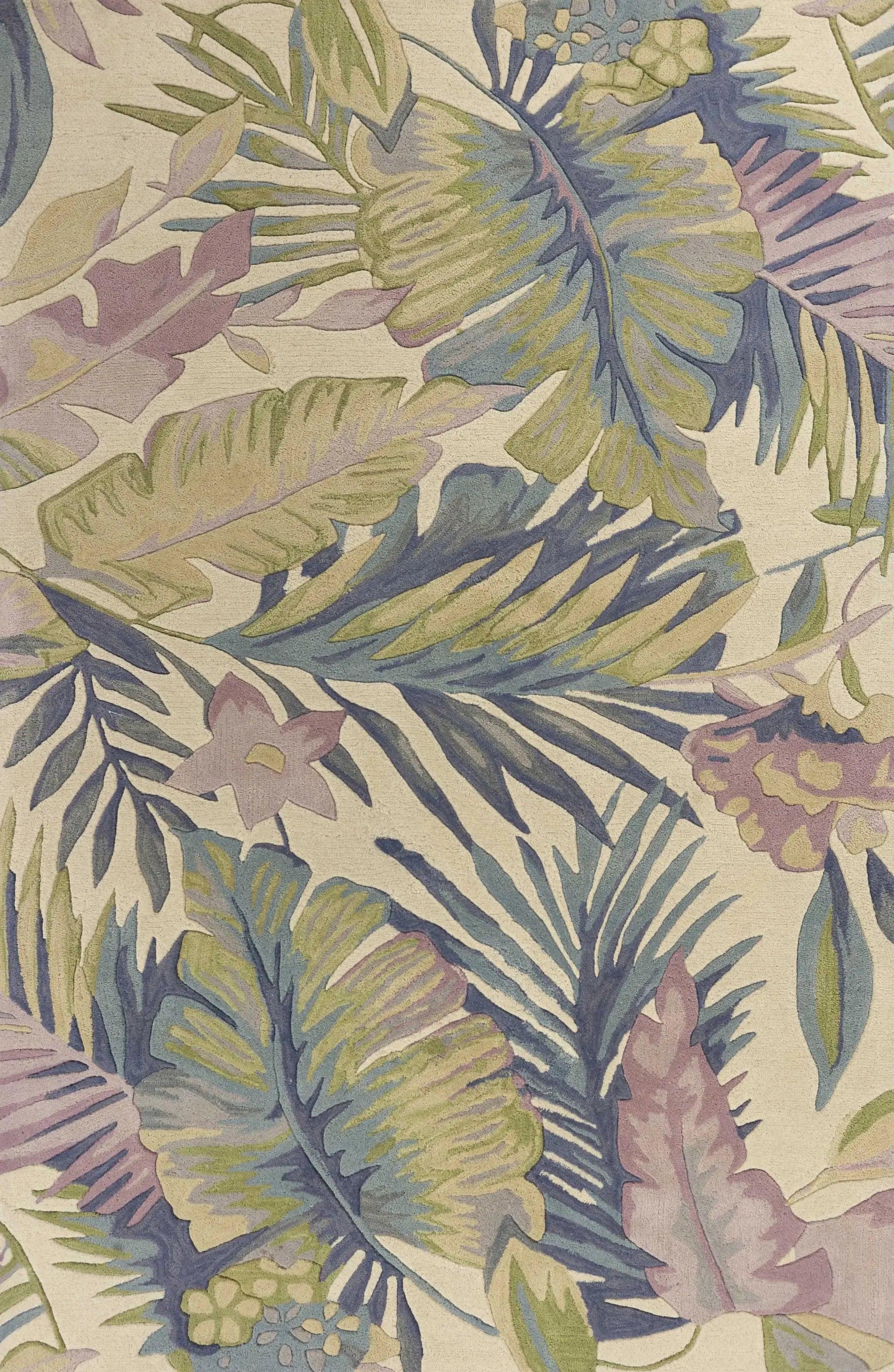 3' X 5' Pastel Tropical Leaves Wool Indoor Area Rug - Homeroots - Flyclothing LLC