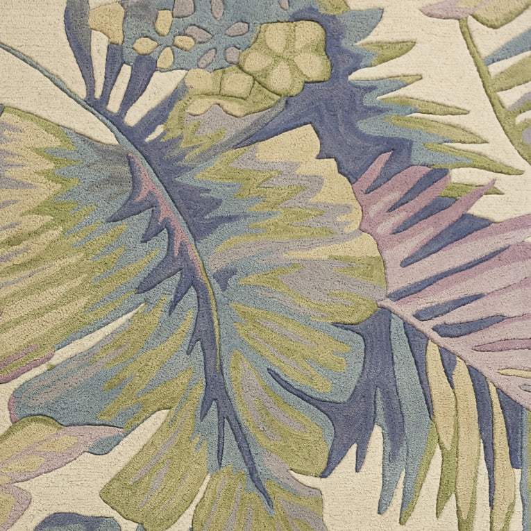 3' X 5' Pastel Tropical Leaves Wool Indoor Area Rug - Homeroots - Flyclothing LLC