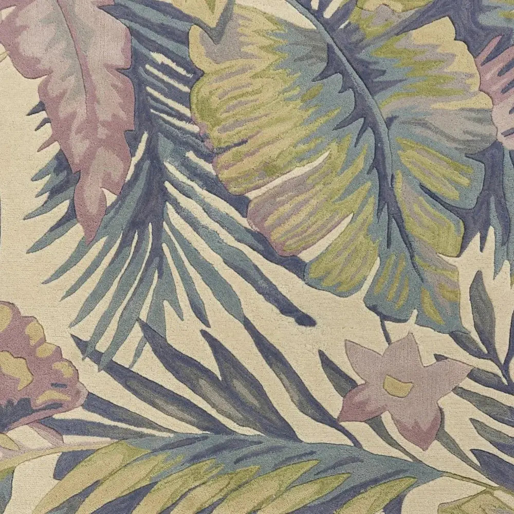 5' X 8' Pastel Ivory Hand Tufted Tropical Plants Indoor Area Rug - Homeroots - Flyclothing LLC