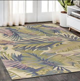 5' X 8' Pastel Ivory Hand Tufted Tropical Plants Indoor Area Rug - Homeroots