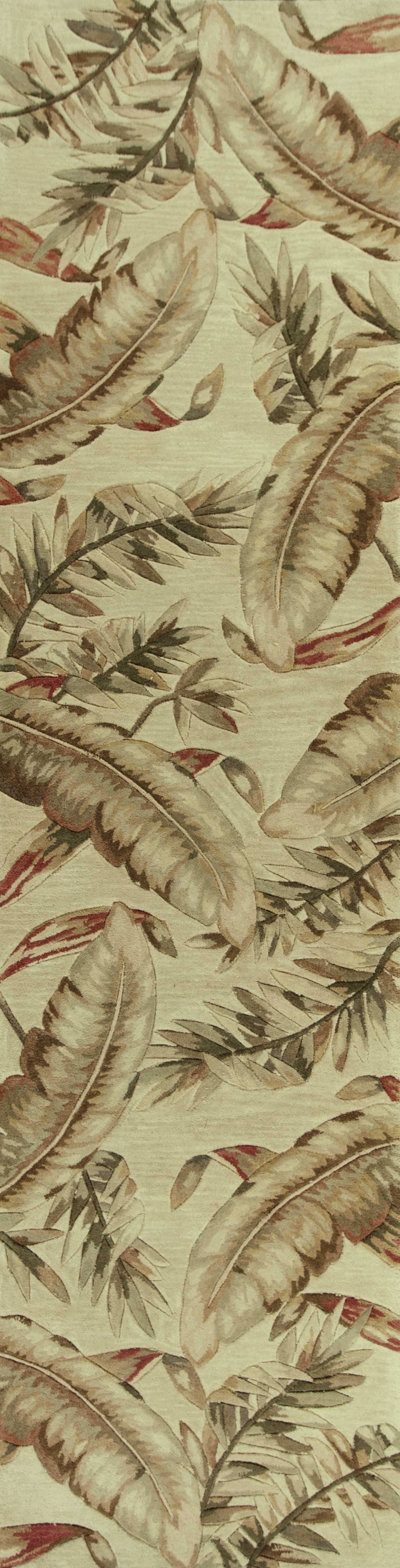 10' Ivory Hand Tufted Tropical Leaves Indoor Runner Rug - Homeroots - Flyclothing LLC